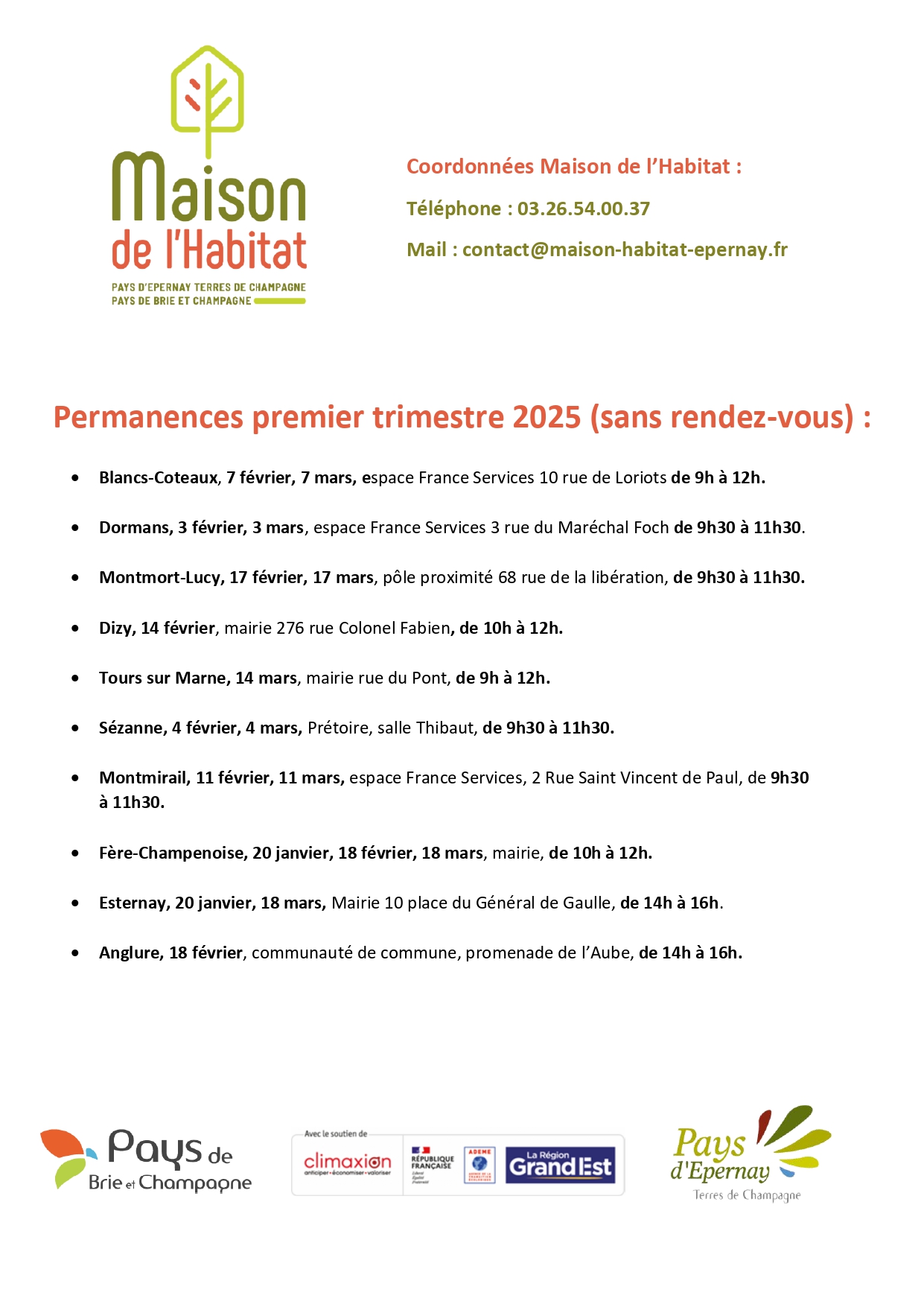 Permanences premier trimestre 2025